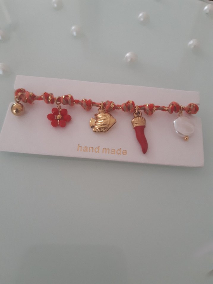 Boncuklu Kırmızı Bohem Kadın Charm - Görsel 2