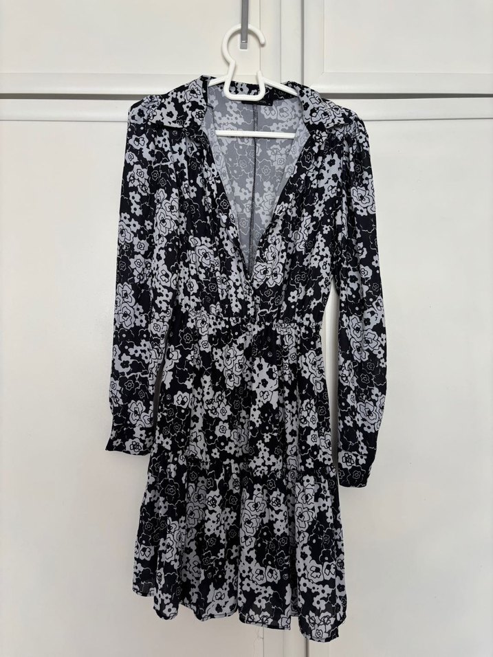 Şifon Düğmeli Desenli Elbise - Görsel 2