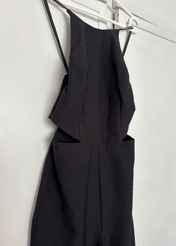 Siyah Taş Detaylı Uzun Kadın Tulum - Görsel 2