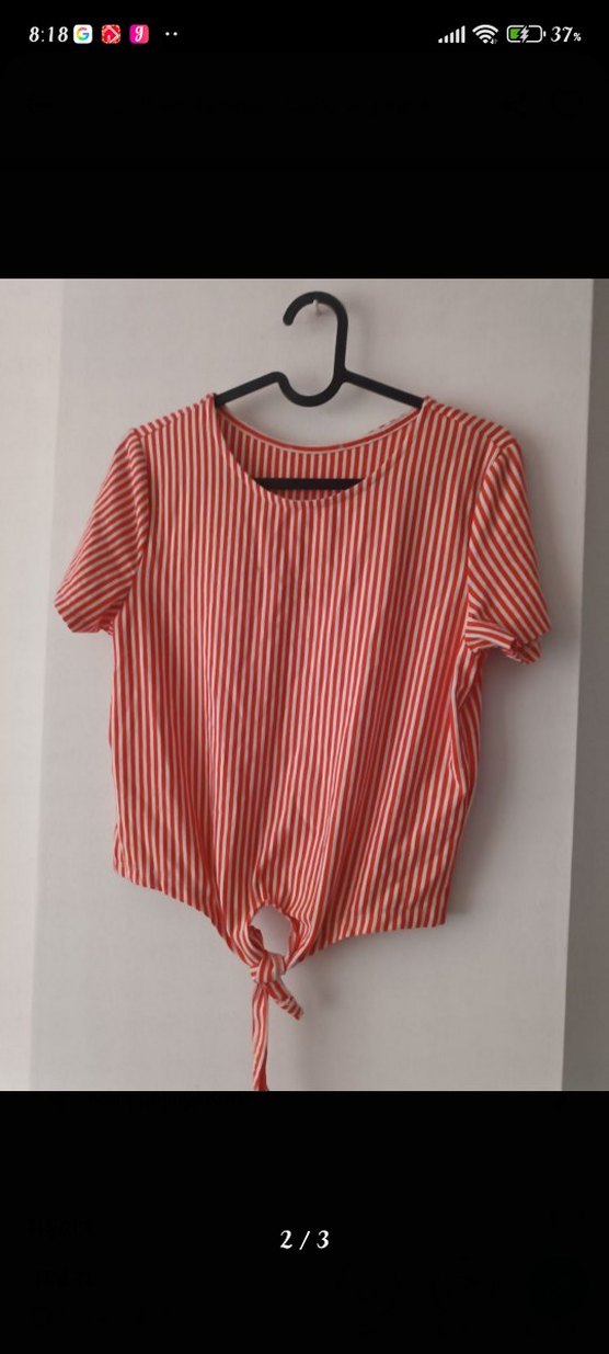 Kırmızı Çizgili Kısa Kollu Kadın Tişört - Görsel 2