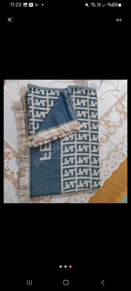 Fendi Bohem Kadın Şalı Mavi Gri - Görsel 2