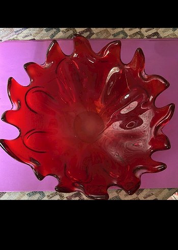 Murano Italyan Kırmızı İkramlik Bulunmayan Şefaf Kirmizi Model - Görsel 2