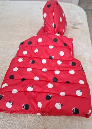 Kız Çocuk Kapüşonlu Puantiyeli Yelek - Görsel 2