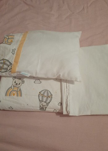 Beyaz Baskılı Çocuk Uyku Seti - Görsel 3