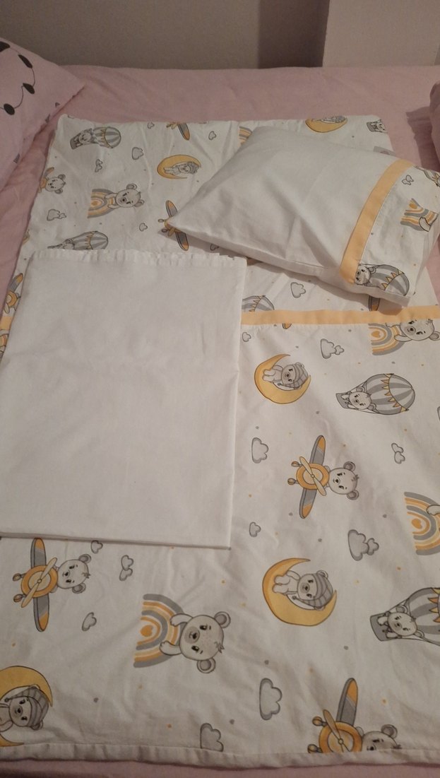 Beyaz Baskılı Çocuk Uyku Seti - Görsel 2