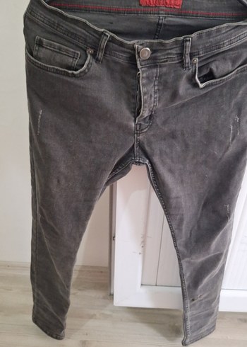 Gri Bol Kesim Erkek Denim Pantolon - Görsel 3
