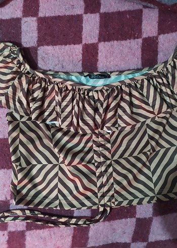 etek crop ikili takım Madonna yaka omuzu açık mini etek - Görsel 3