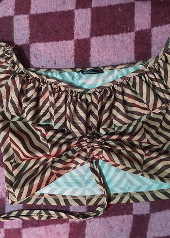 etek crop ikili takım Madonna yaka omuzu açık mini etek - Görsel 4