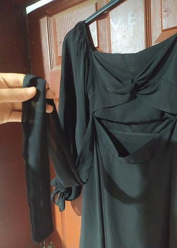 Uzun Kollu Straplez Mini Siyah Elbise - Görsel 4