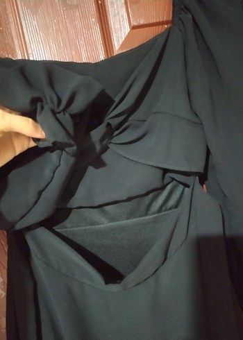 Uzun Kollu Straplez Mini Siyah Elbise - Görsel 3