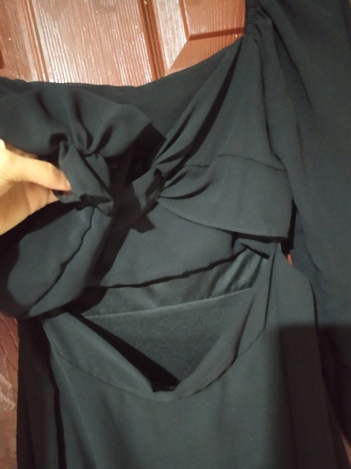 Uzun Kollu Straplez Mini Siyah Elbise - Görsel 3