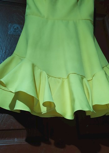Sarı Straplez Mini Elbise - Görsel 5