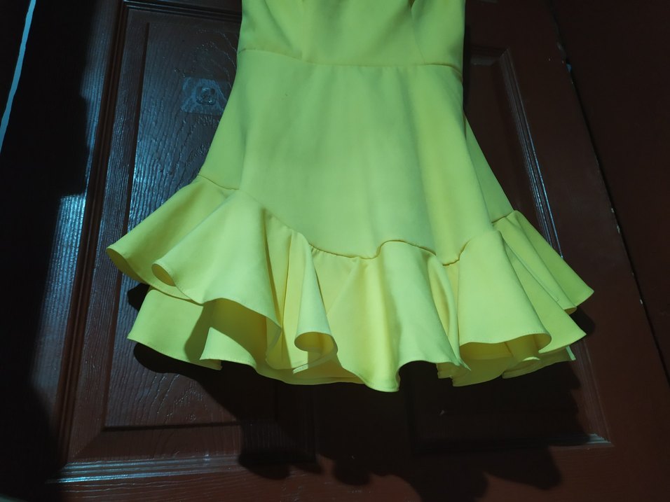 Sarı Straplez Mini Elbise - Görsel 5