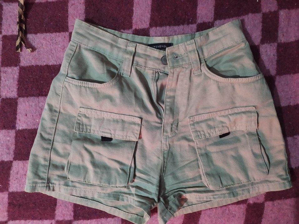 Bej Mini Şort - Görsel 3