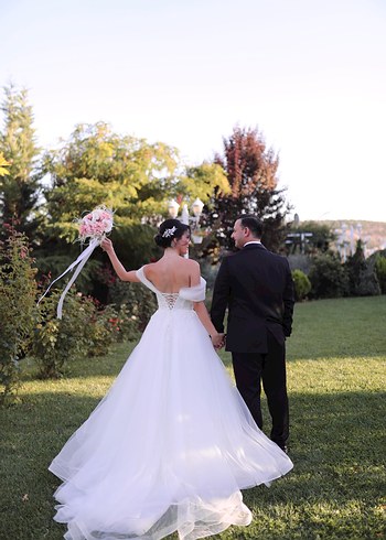 Modern Klasik Straplez Beyaz A Kesim Gelinlik - Görsel 4