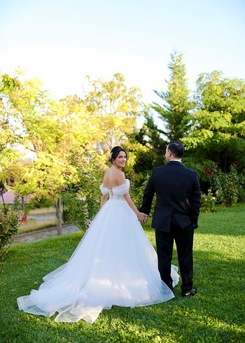 Modern Klasik Straplez Beyaz A Kesim Gelinlik - Görsel 3