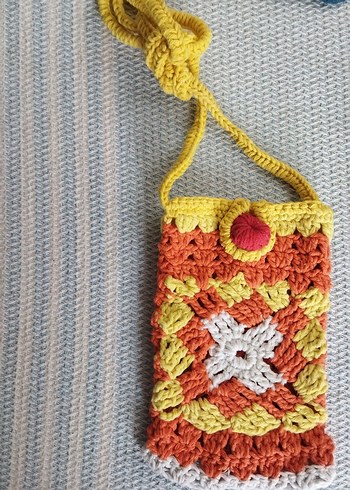 Renkli Nakışlı Örgü Bohem Çapraz telefonluk Çanta - Görsel 7