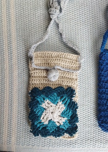 Renkli Nakışlı Örgü Bohem Çapraz telefonluk Çanta - Görsel 6