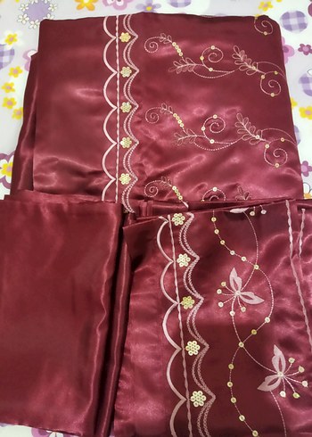 Bordo İşlemeli ipek saten nevresim takımı - Görsel 6