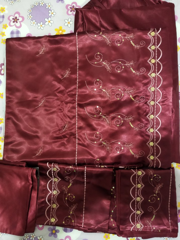 Bordo İşlemeli ipek saten nevresim takımı - Görsel 4