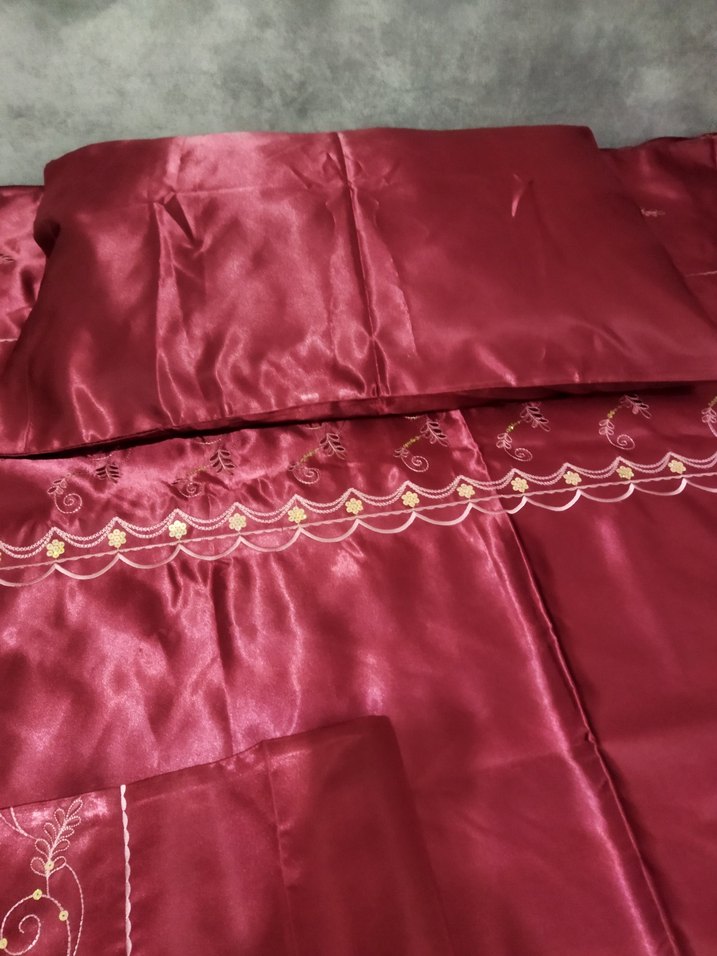 Bordo İşlemeli ipek saten nevresim takımı - Görsel 3
