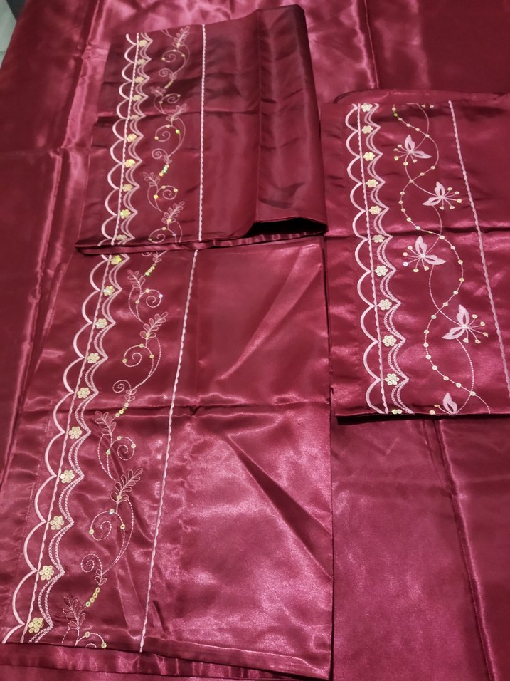 Bordo İşlemeli ipek saten nevresim takımı - Görsel 5