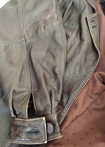 Kahverengi hakiki Deri Kadın Ceket - Görsel 5