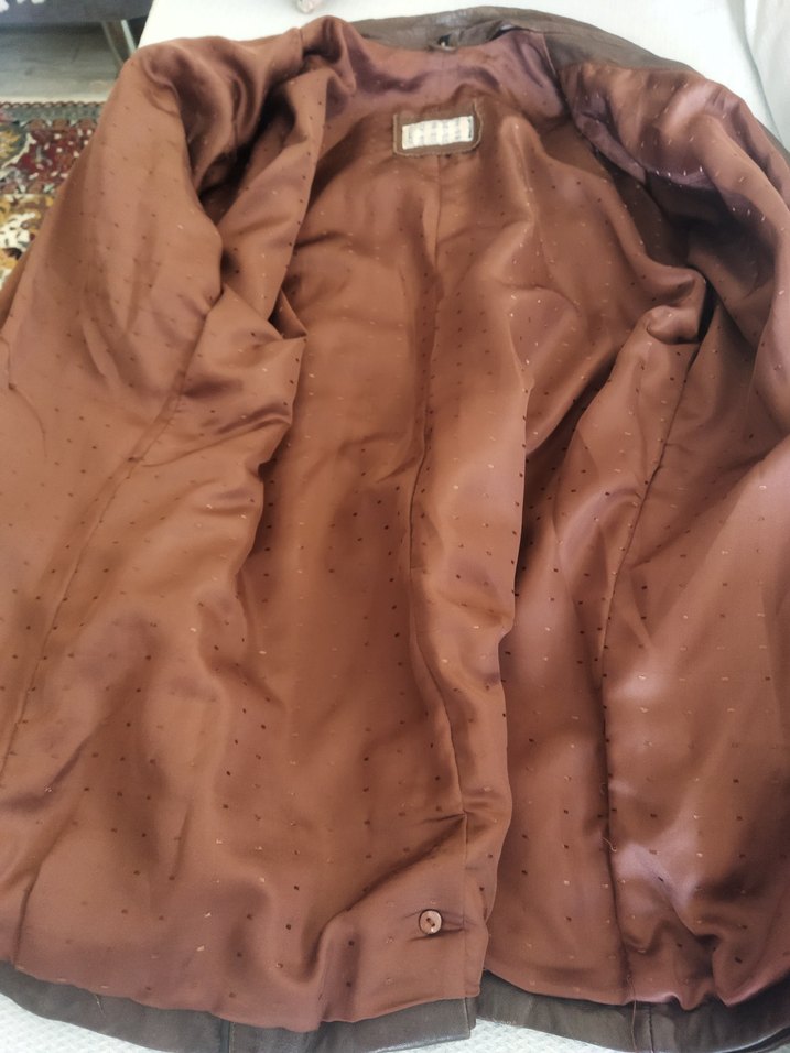 Kahverengi hakiki Deri Kadın Ceket - Görsel 4