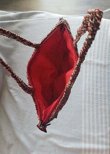 Bordo Örgü Kadın Çanta - Görsel 2