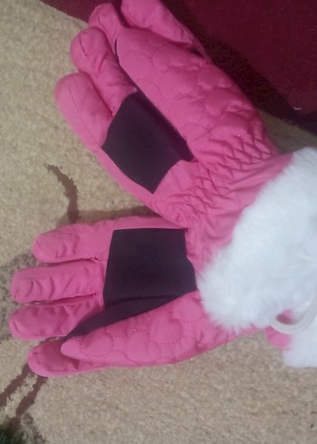 Kız Çocuk Pembe Kürklü Eldiven - Görsel 2