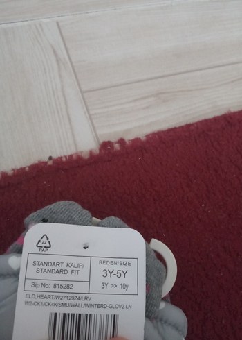 Kız Çocuk Gri Baskılı Eldiven - Görsel 3