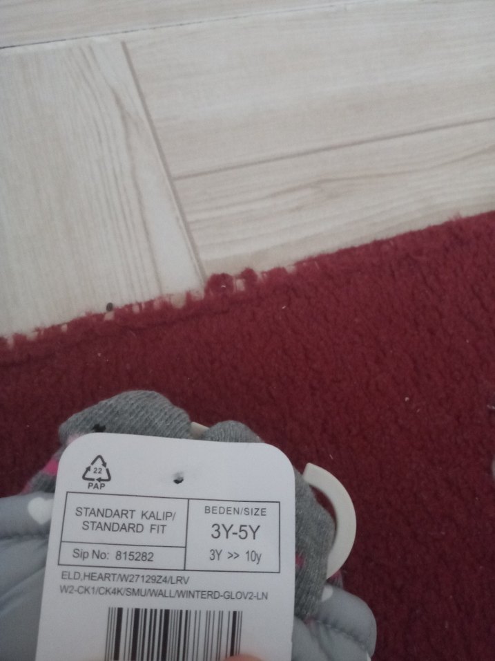 Kız Çocuk Gri Baskılı Eldiven - Görsel 3