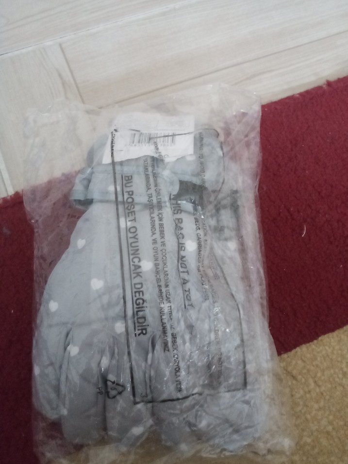 Kız Çocuk Gri Baskılı Eldiven - Görsel 4