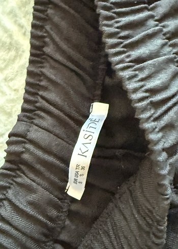 Kuşaklı Siyah Keten Kadın Yelek Takım - Görsel 5