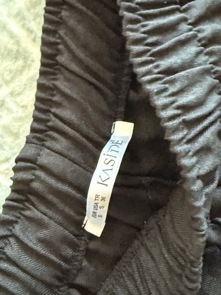 Kuşaklı Siyah Keten Kadın Yelek Takım - Görsel 5