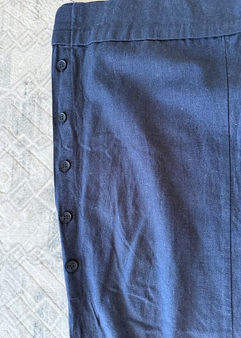 Düğmeli V Yaka Keten Takım - Görsel 6