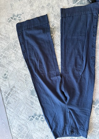 Düğmeli V Yaka Keten Takım - Görsel 4