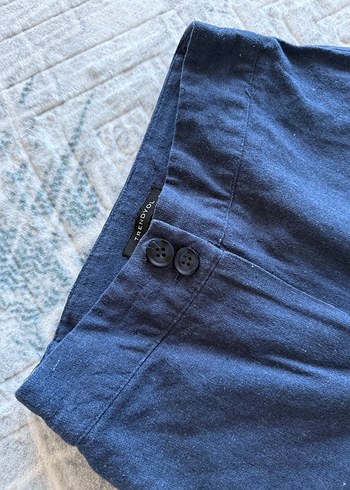 Düğmeli V Yaka Keten Takım - Görsel 5