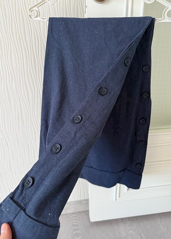 Düğmeli V Yaka Keten Takım - Görsel 3