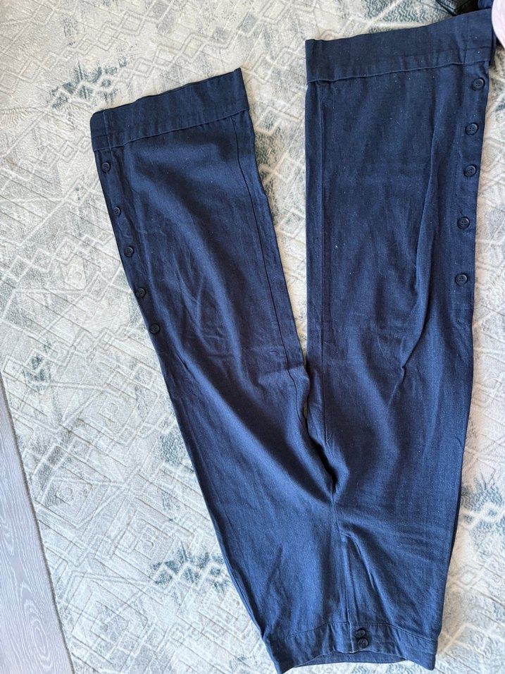 Düğmeli V Yaka Keten Takım - Görsel 4