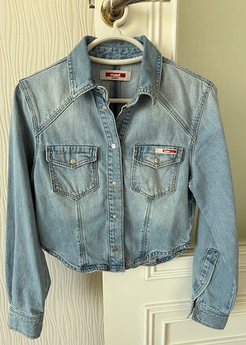 Düğmeli Kadın Mavi Denim Ceket - Görsel 2