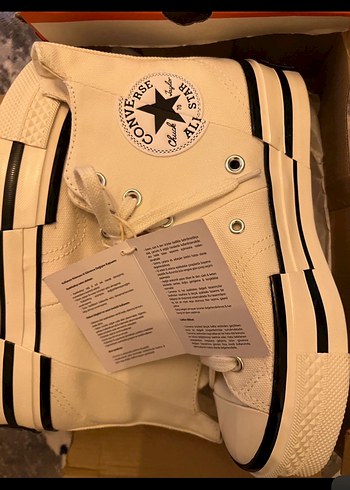 Beyaz Platform Topuklu Converse Kadın Spor Ayakkabı - Görsel 3