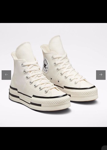 Beyaz Platform Topuklu Converse Kadın Spor Ayakkabı - Görsel 2