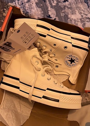 Beyaz Platform Topuklu Converse Kadın Spor Ayakkabı - Görsel 4