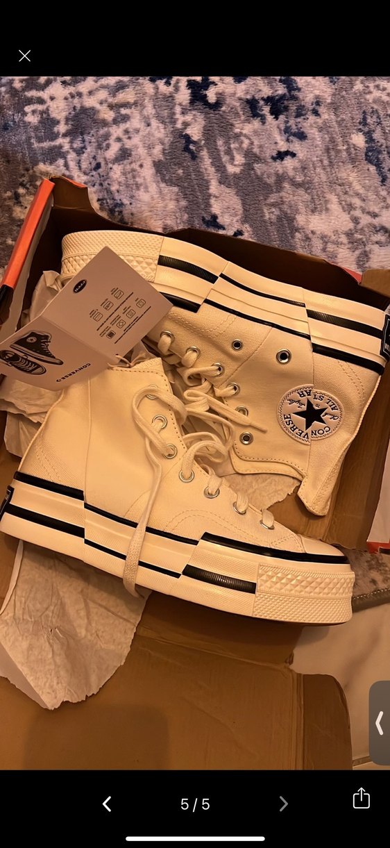 Beyaz Platform Topuklu Converse Kadın Spor Ayakkabı - Görsel 4