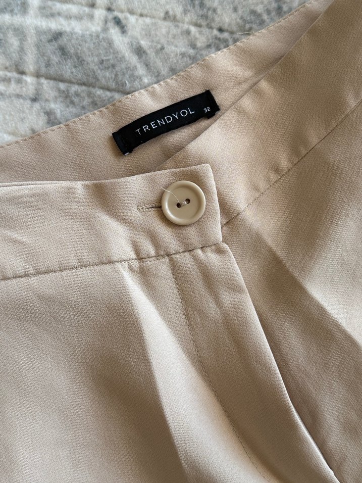 Bej Kadın Kumaş Pantolon Normal Kesim - Görsel 2
