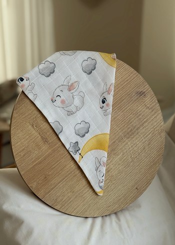 Muslin kumaş. Desenli Bebek Önlüğü (çıtçıtlı) - Görsel 2