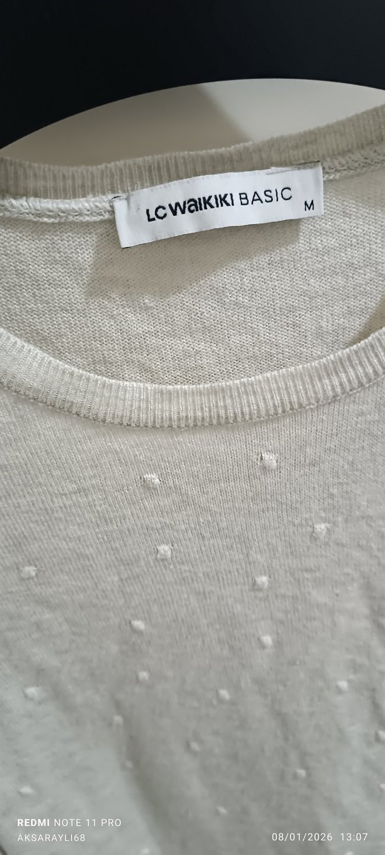 Uzun Kollu  krem Kadın Triko Kazak - Görsel 2