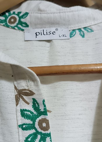 Yeşil Nakışlı Uzun Bohem Keten Elbise - Görsel 2