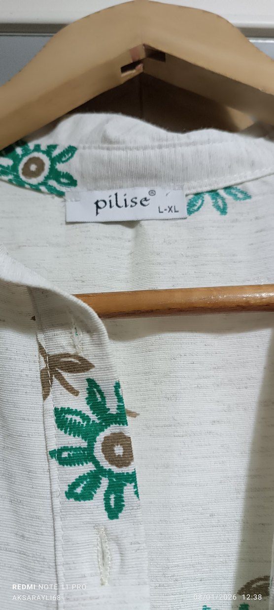 Yeşil Nakışlı Uzun Bohem Keten Elbise - Görsel 2